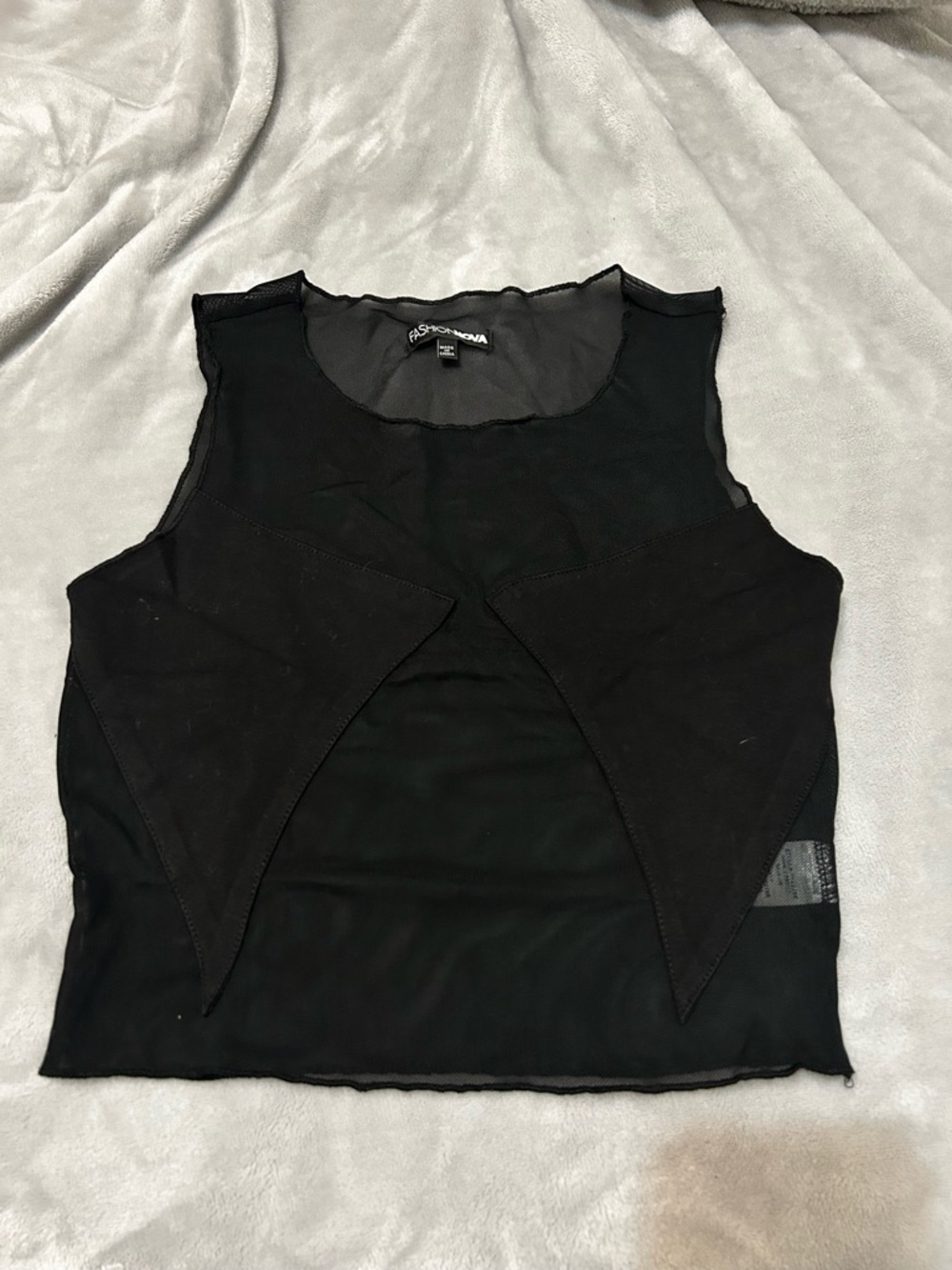 Fashion Nova Black Mesh Panel Tank Top
